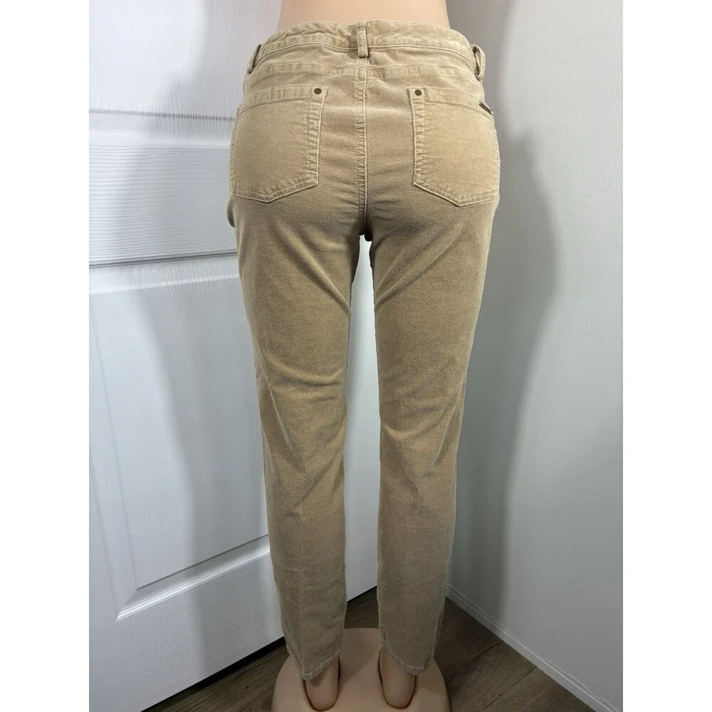 Michael Kors Womens Corduroy Jeans Sz 8 Camel Tan Skinny Mid Rise Five Pocket